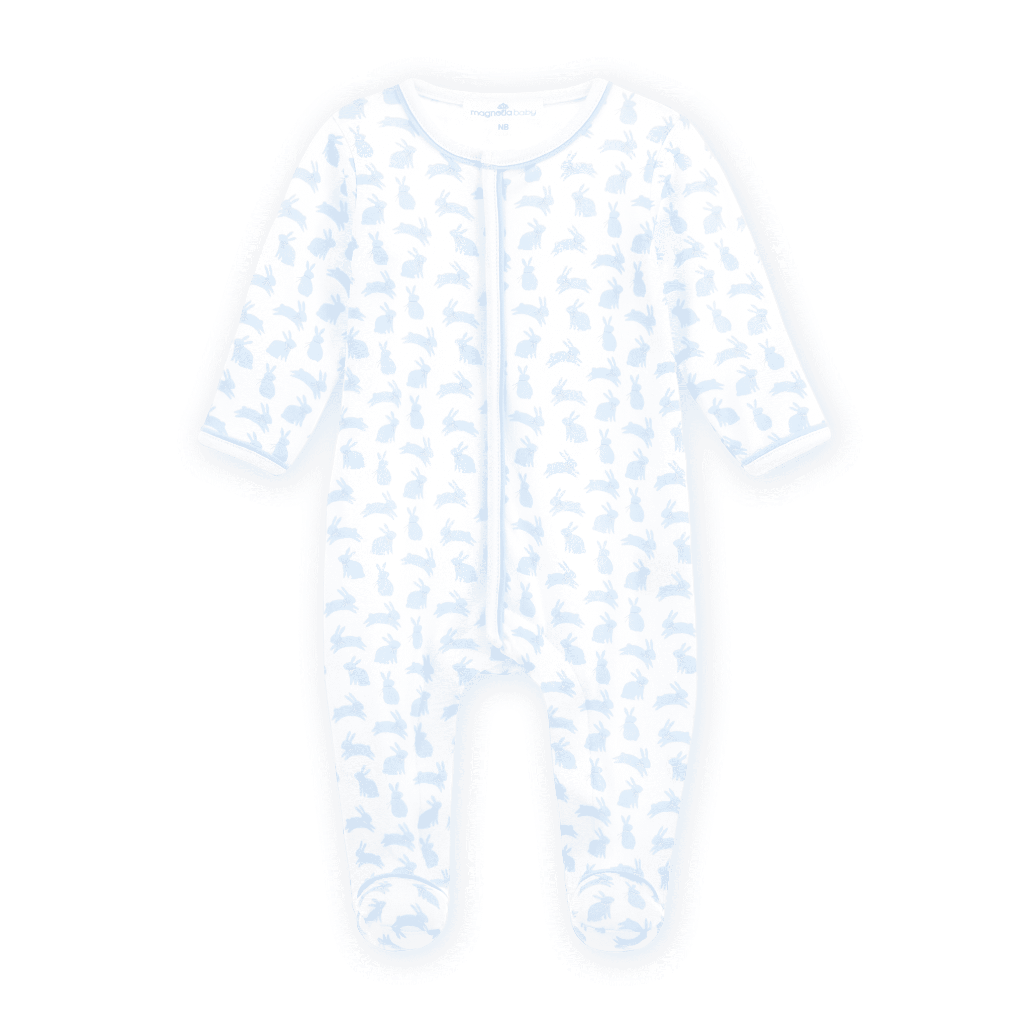 Leaping Bunnies Print Footie - Light Blue - Magnolia BabyFootie