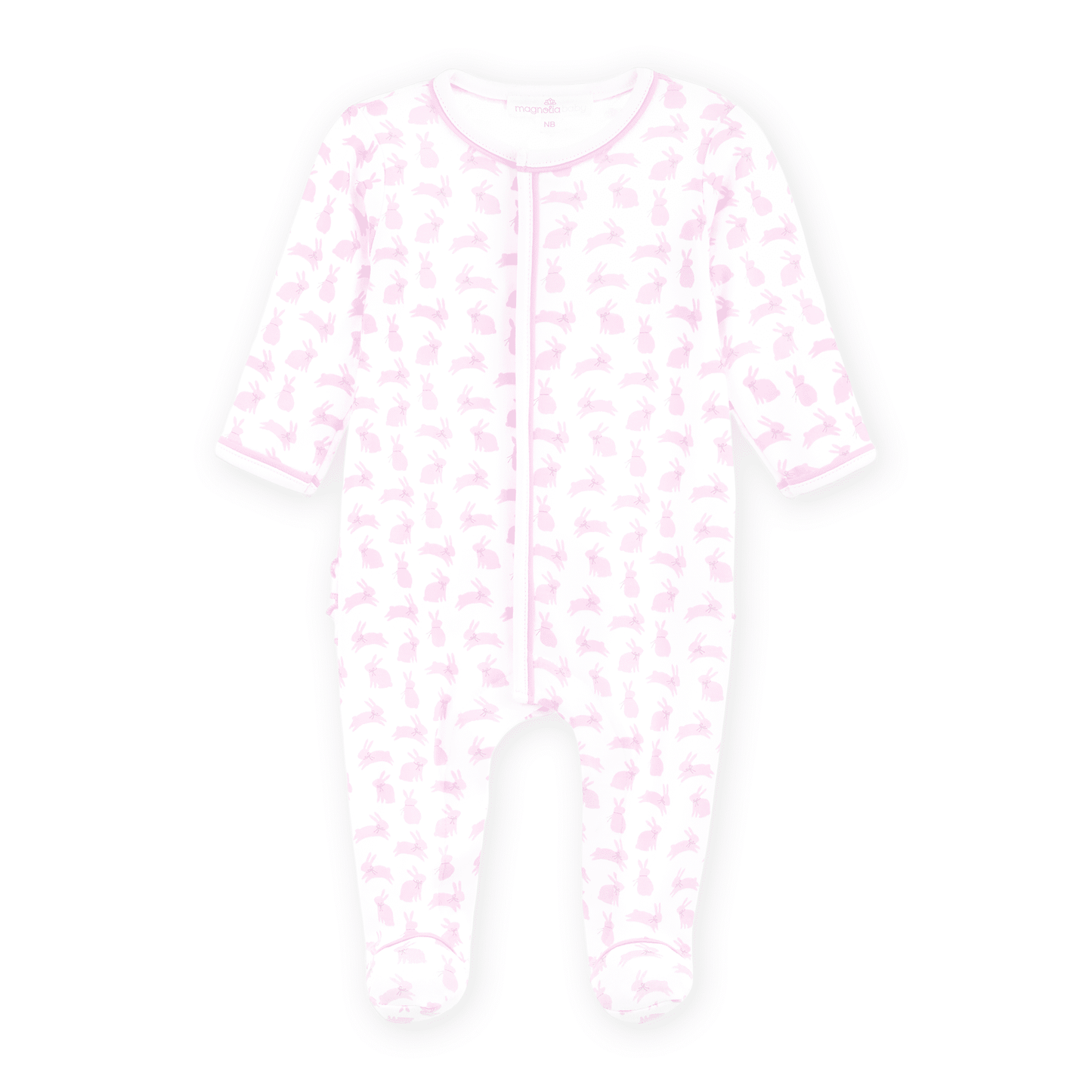 Leaping Bunnies Print Ruffle Footie - Pink - Magnolia BabyFootie