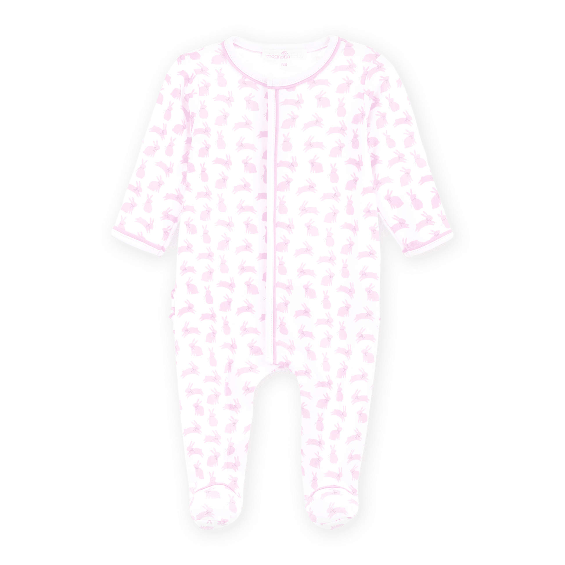 Leaping Bunnies Print Ruffle Footie - Pink - Magnolia BabyFootie