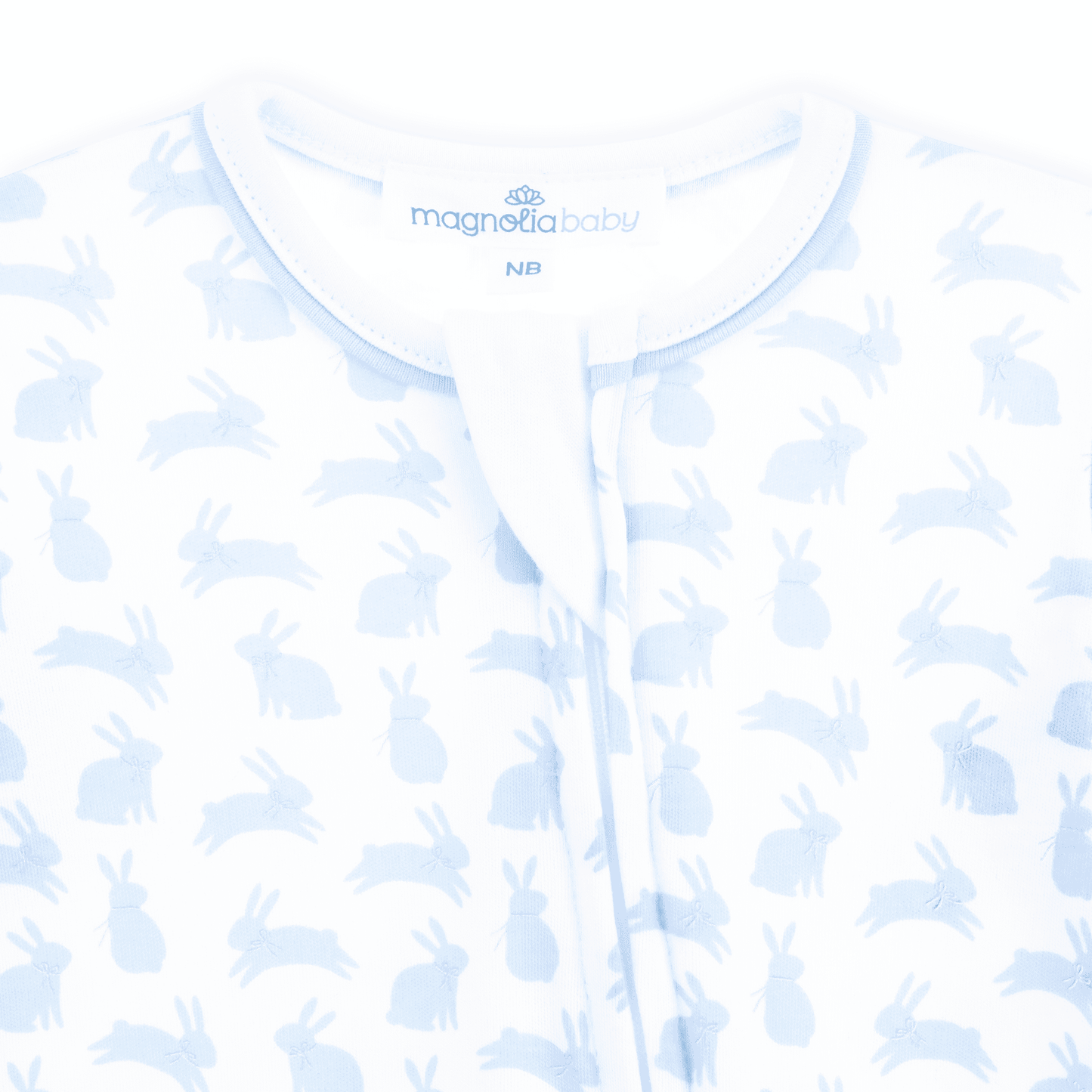 Leaping Bunnies Print Zip Footie - Light Blue - Magnolia BabyFootie