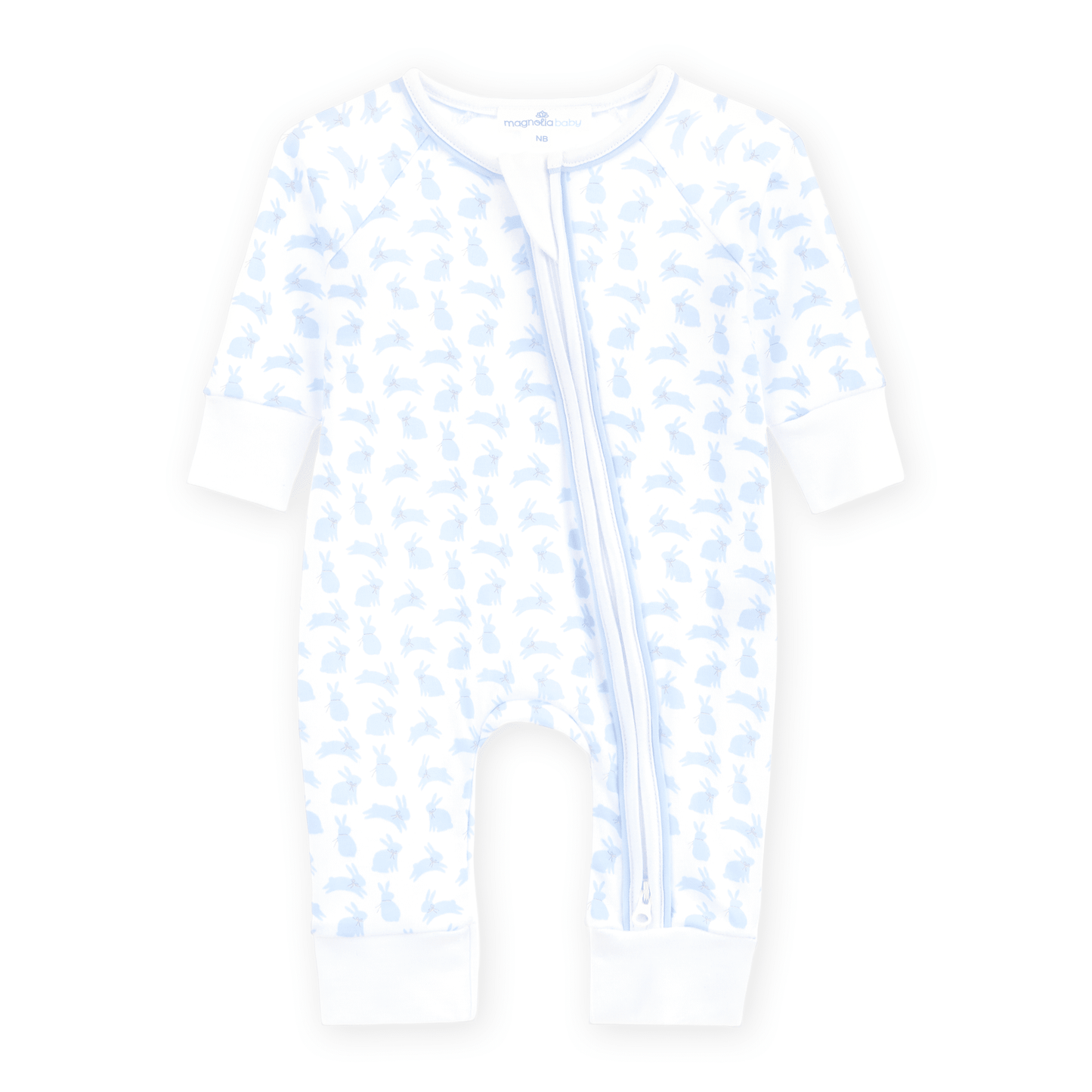 Magnolia Baby_Leaping Bunnies Print Zip Playsuit - Light Blue_1