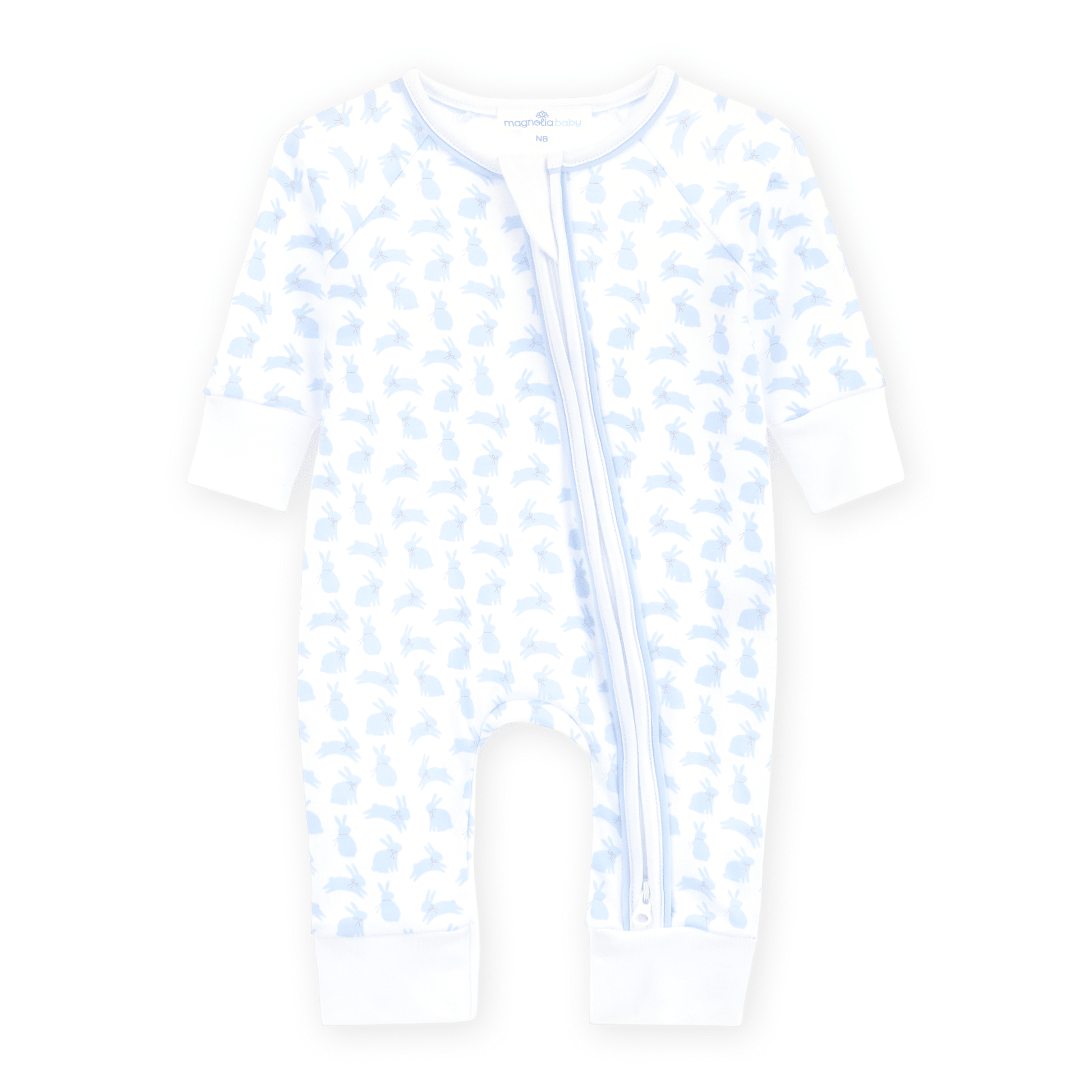 Magnolia Baby_Leaping Bunnies Print Zip Playsuit - Light Blue_1