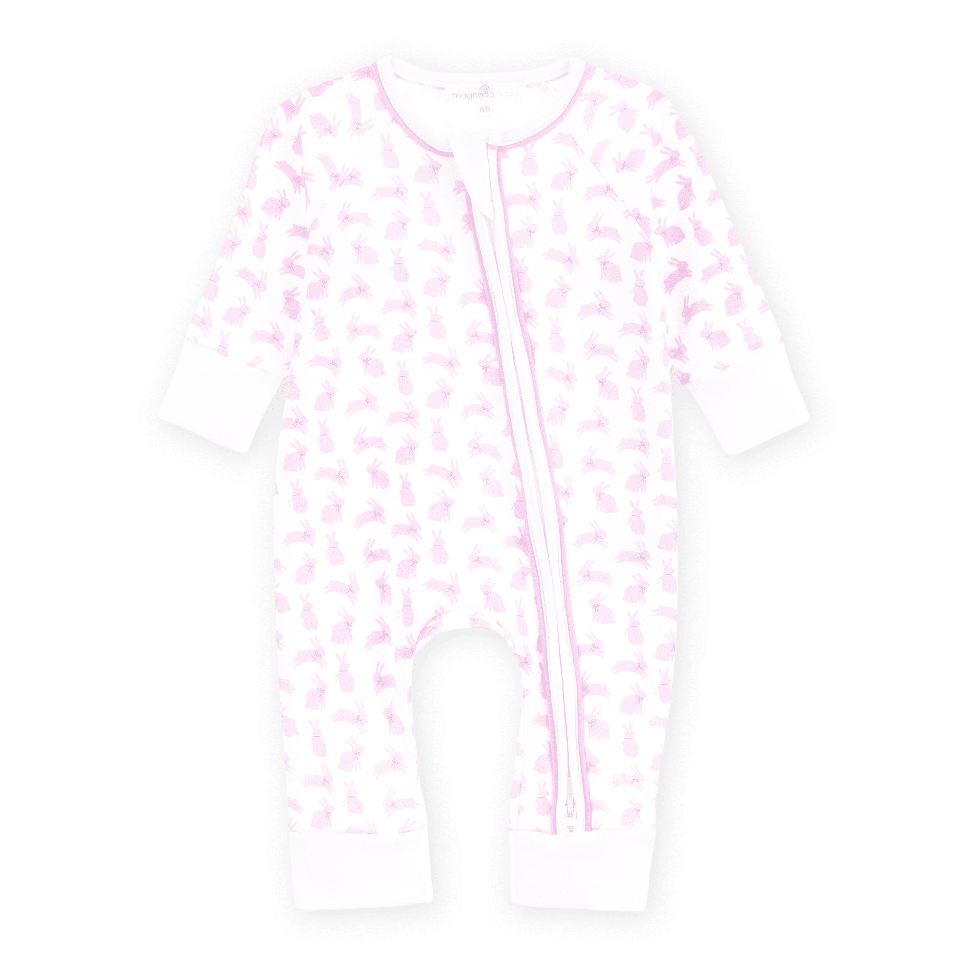 Leaping Bunnies Print Zip Playsuit - Pink - Magnolia BabyPlaysuit