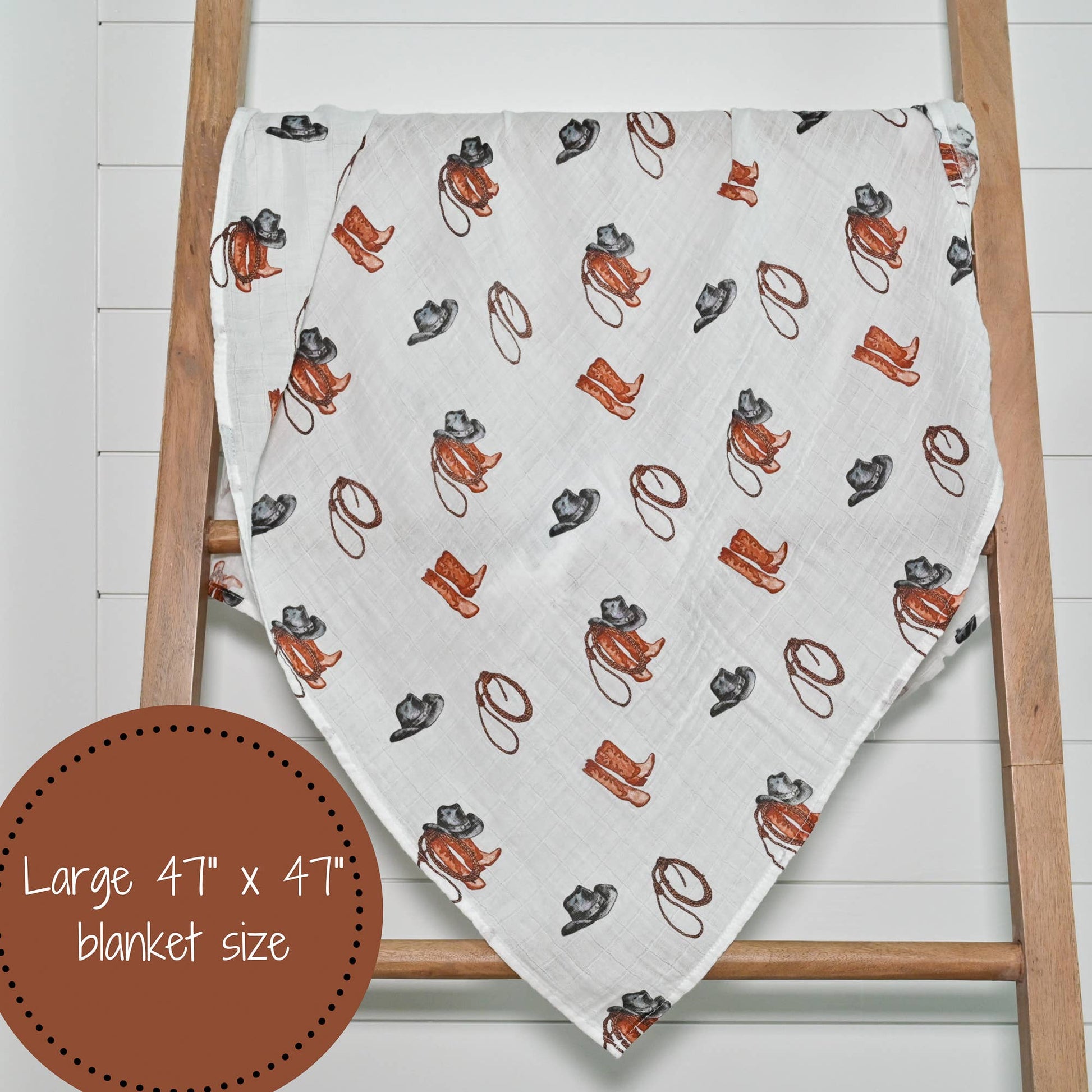 Life Is Better In Boots Western Baby Muslin Swaddle Blanket - Magnolia BabySwaddle Blanket