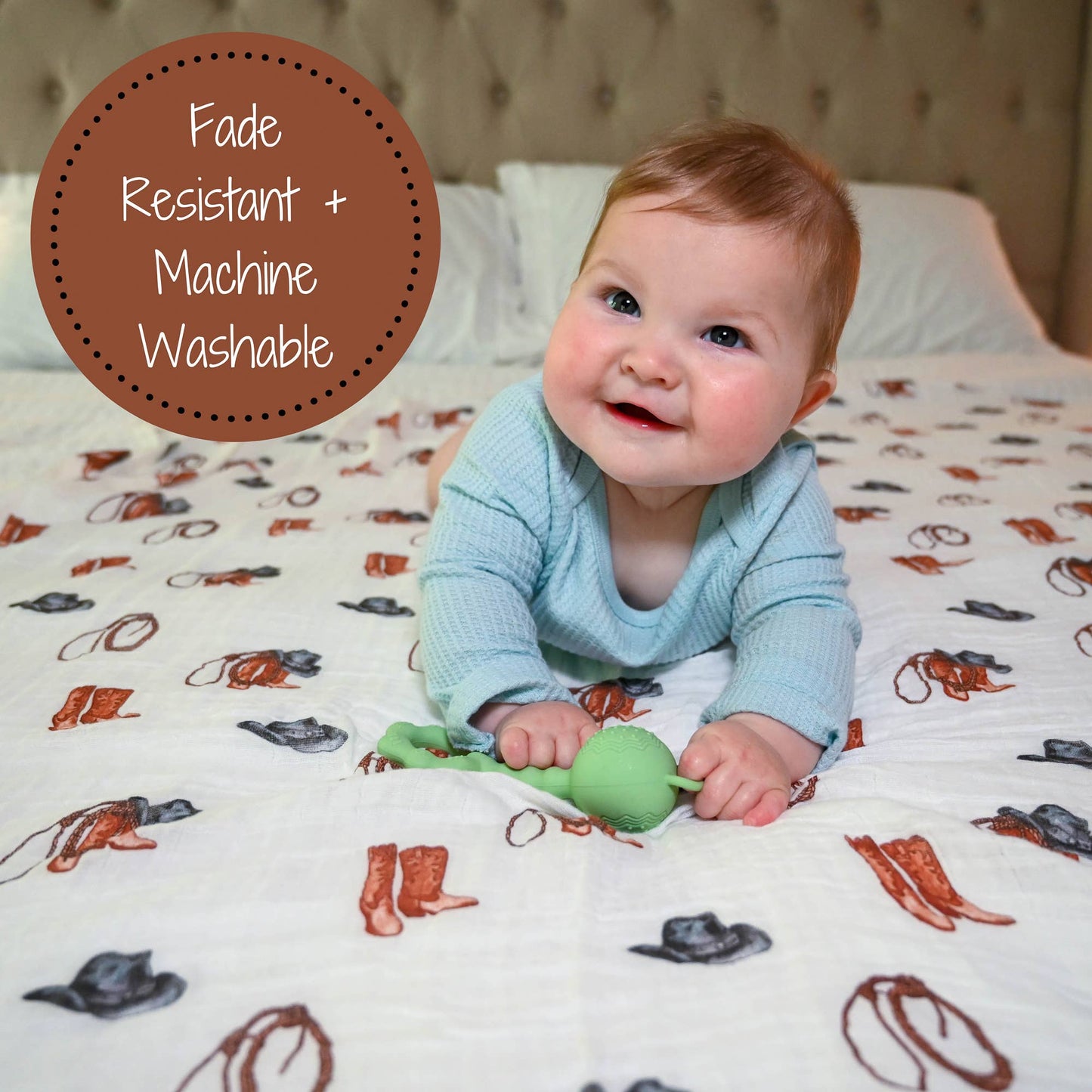 Life Is Better In Boots Western Baby Muslin Swaddle Blanket - Magnolia BabySwaddle Blanket
