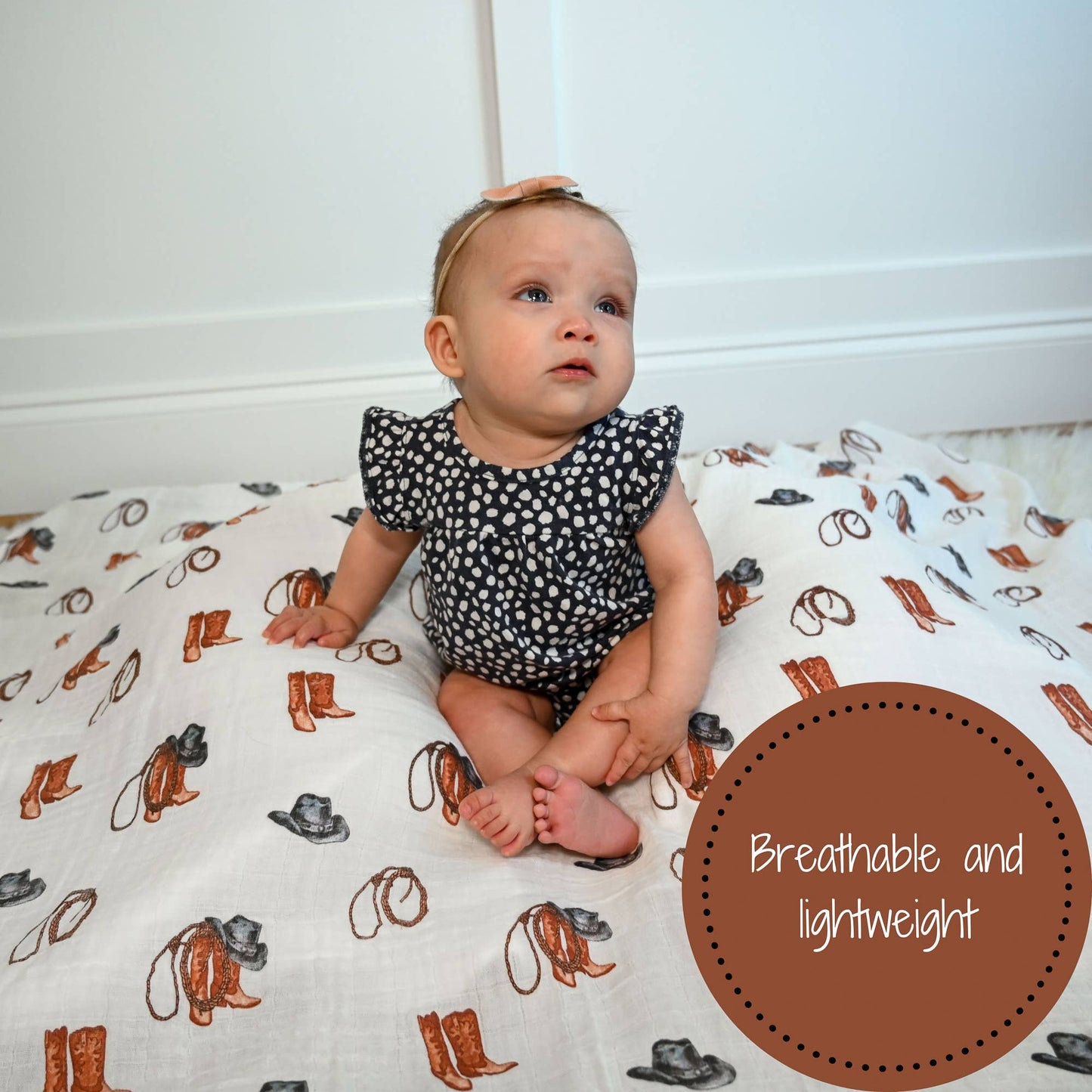 Life Is Better In Boots Western Baby Muslin Swaddle Blanket - Magnolia BabySwaddle Blanket