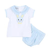 Lil' Bunny Applique Collared Diaper Cover Set - Blue - Magnolia BabyDiaper Cover