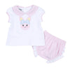 Lil' Bunny Applique Collared Ruffle Diaper Cover Set - Pink - Magnolia BabyDiaper Cover