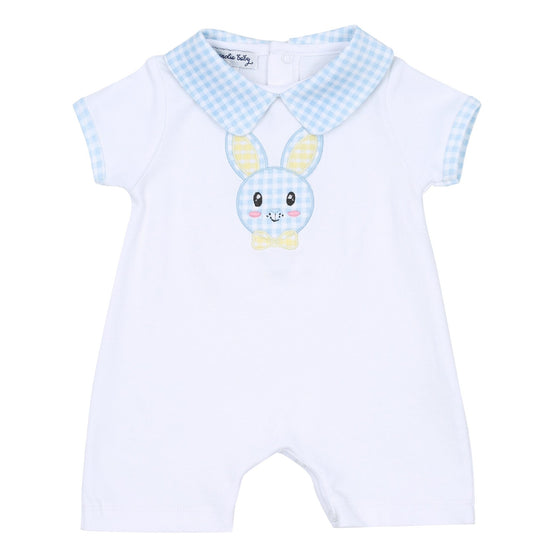 Lil' Bunny Applique Infant Collared Short Playsuit - Blue - Magnolia BabyShort Playsuit