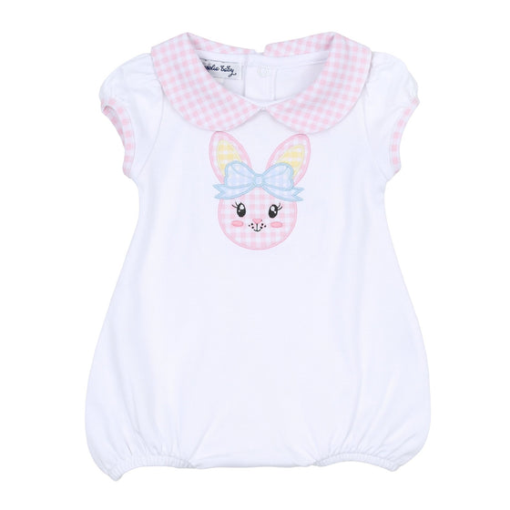 Lil' Bunny Applique Infant/Toddler Collared Bubble - Pink - Magnolia BabyBubble