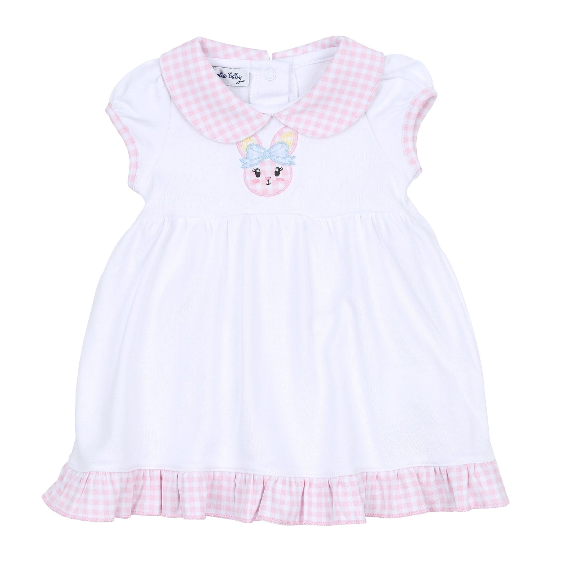 Lil' Bunny Applique Infant/Toddler Collared Dress- Pink - Magnolia BabyDress