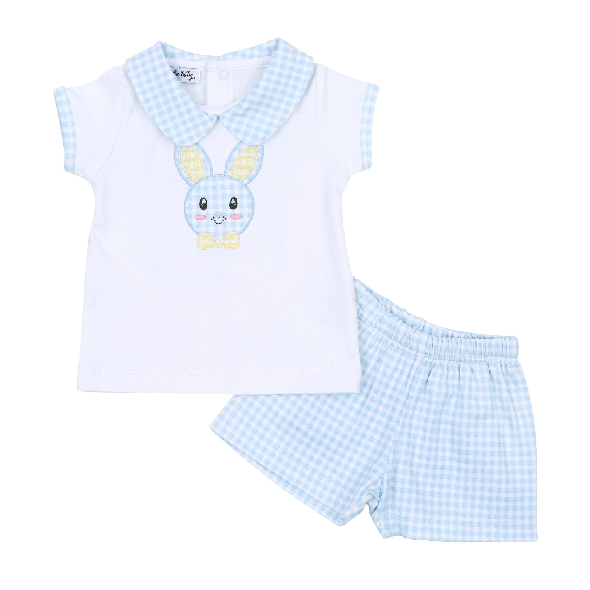Lil' Bunny Applique Infant/Toddler Collared Short Set - Blue - Magnolia BabyShort Set