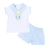 Lil' Bunny Applique Infant/Toddler Collared Short Set - Blue - Magnolia BabyShort Set