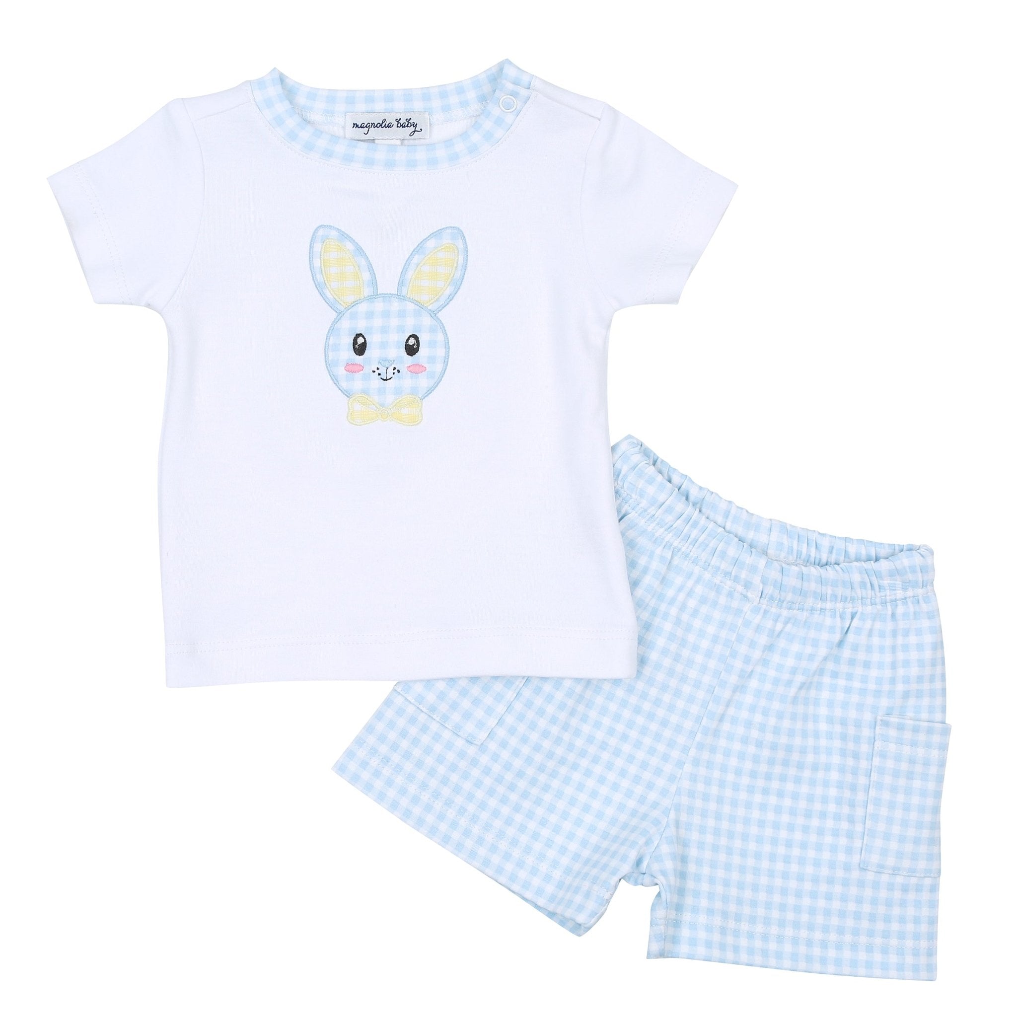 Lil' Bunny Applique Infant/Toddler Short Set - Blue - Magnolia BabyShort Set