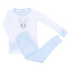 Lil' Bunny Applique Long Pajamas - Blue - Magnolia BabyLong Pajamas