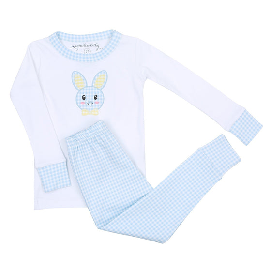 Lil' Bunny Applique Long Pajamas - Blue - Magnolia BabyLong Pajamas