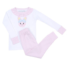  Lil' Bunny Applique Ruffle Long Pajamas - Pink - Magnolia BabyLong Pajamas