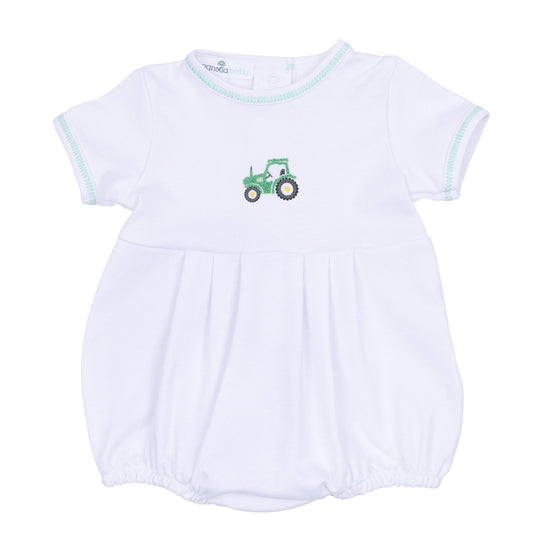 Lil' Green Tractor Embroidered Bubble - Magnolia BabyBubble