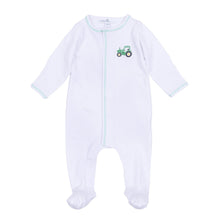  Lil' Green Tractor Embroidered Footie - Magnolia BabyFootie
