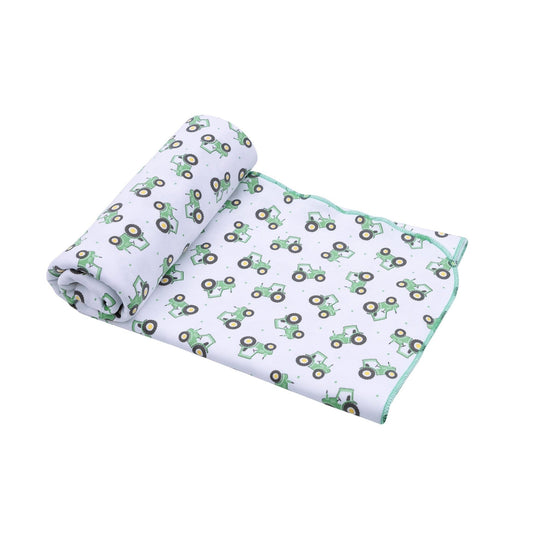 Lil' Green Tractor Print Swaddle Blanket - Magnolia BabySwaddle Blanket