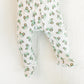 Lil' Green Tractor Print Zip Footie - Magnolia BabyFootie
