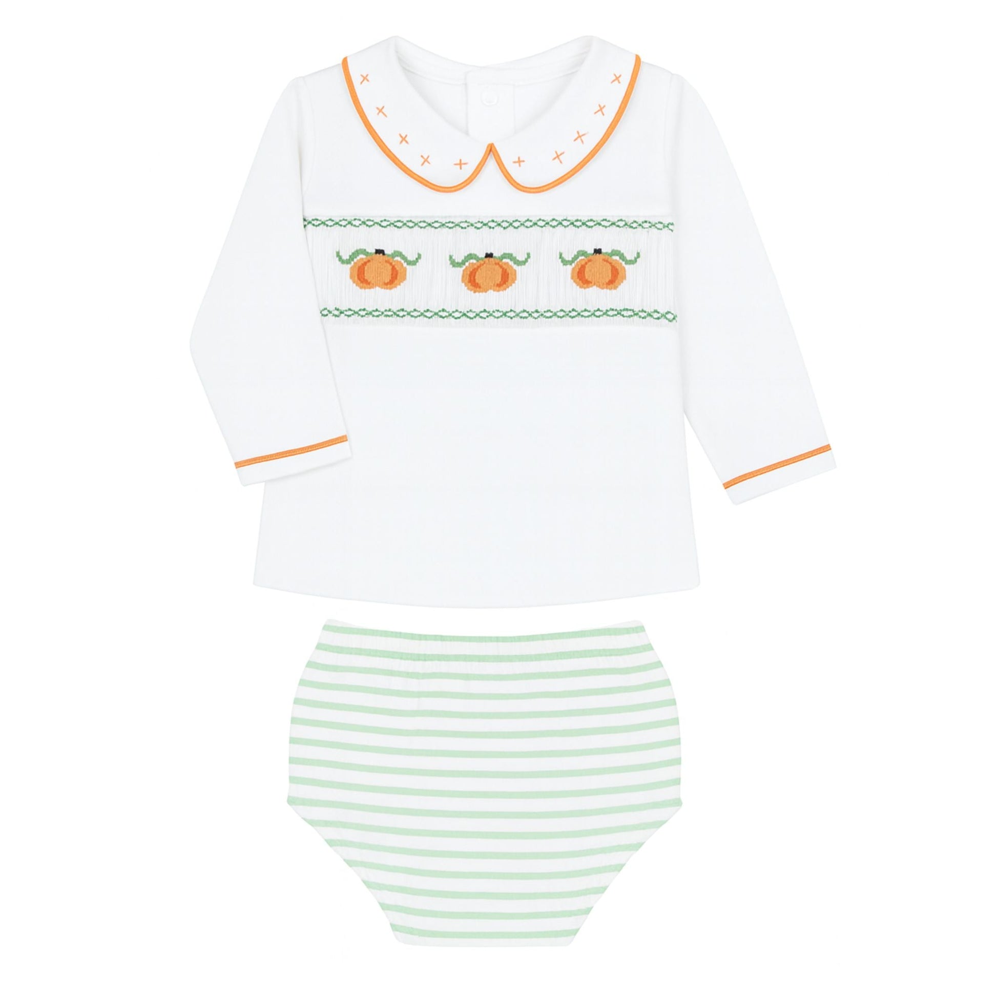 Lil' Pumpkin Classics Smocked Long Sleeve Diaper Cover Set - Magnolia BabyDiaper Cover