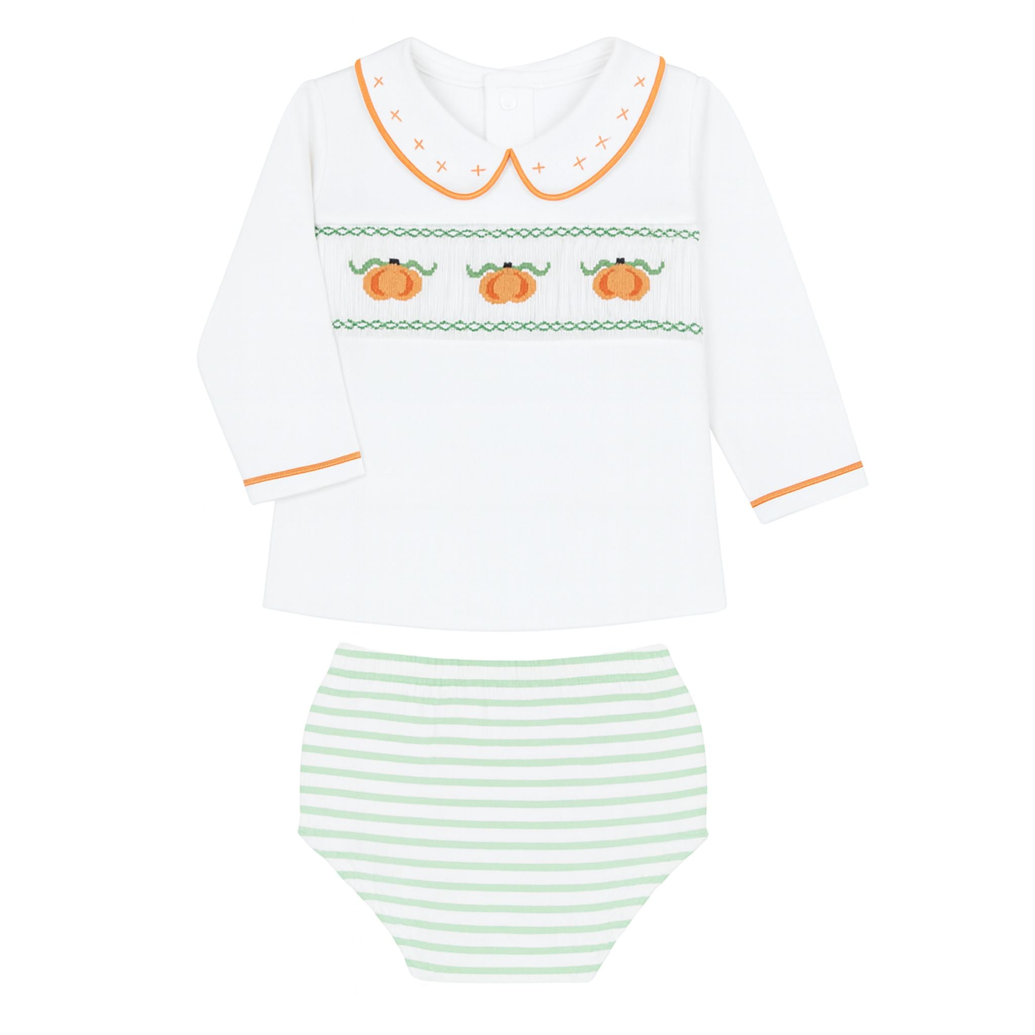 Lil' Pumpkin Classics Smocked Long Sleeve Diaper Cover Set - Magnolia BabyDiaper Cover