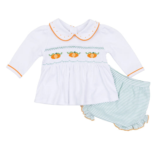 Lil' Pumpkin Classics Smocked Long Sleeve Diaper Cover Set - Magnolia BabyDiaper Cover