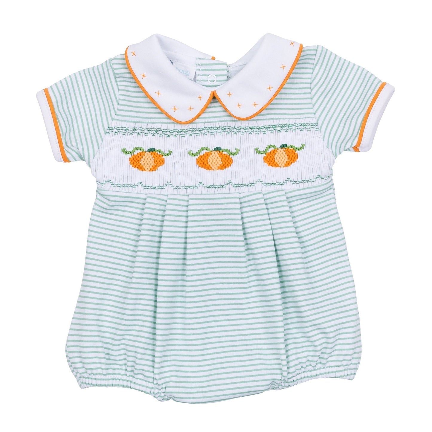 Lil' Pumpkin Classics Smocked Short Sleeve Boy Bubble - Magnolia BabyBubble