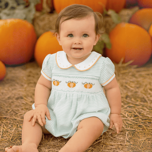 ロンパース・カバーオール Apolina Baby Enid Romper Cabin Stripe lil-pumpkin-classics-smocked-