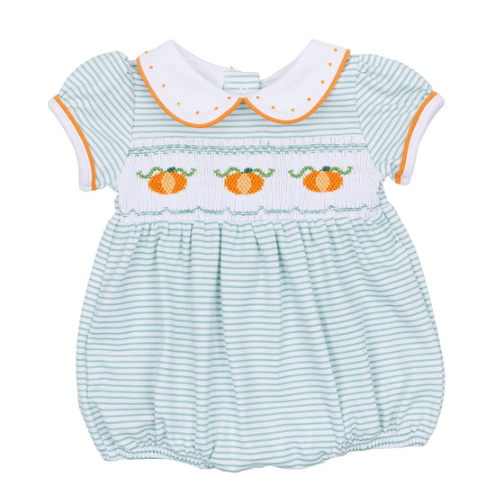 Lil' Pumpkin Classics Smocked Short Sleeve Girl Bubble - Magnolia BabyBubble