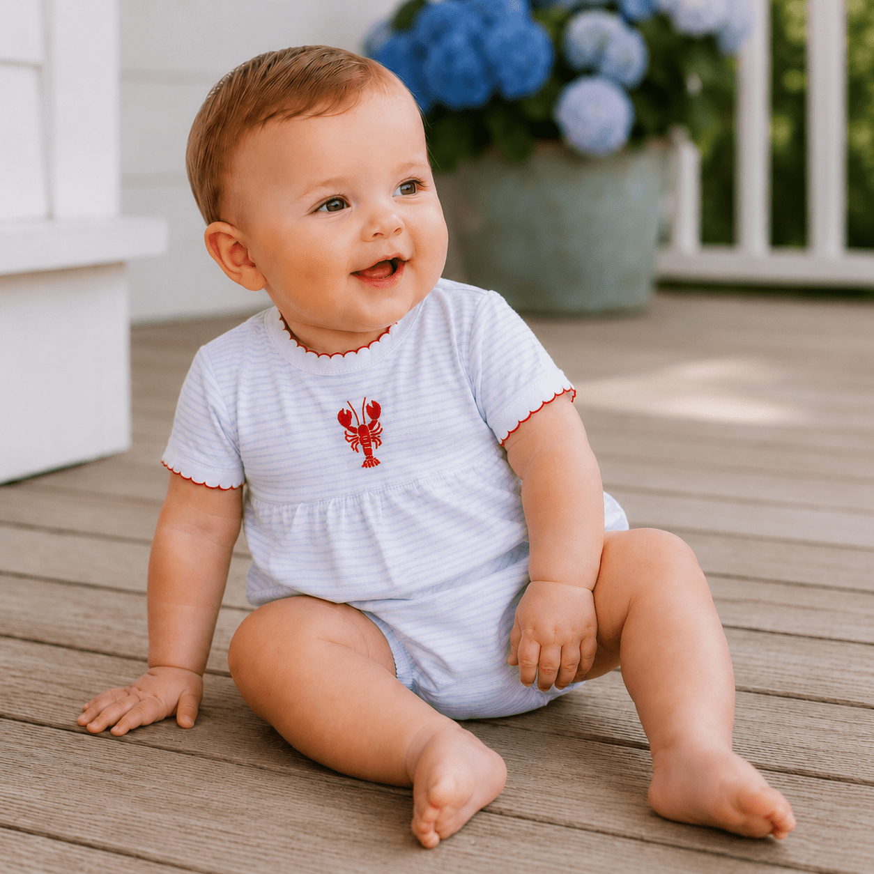 Lil' Snappers Hand-Embroidered Boy Bubble - Lobster - Magnolia BabyBubble