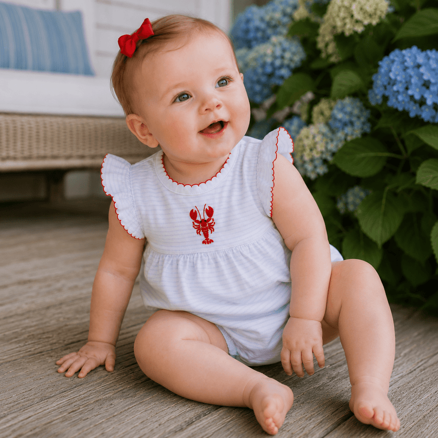 Lil' Snappers Hand-Embroidered Flutters Bubble - Lobster - Magnolia BabyBubble