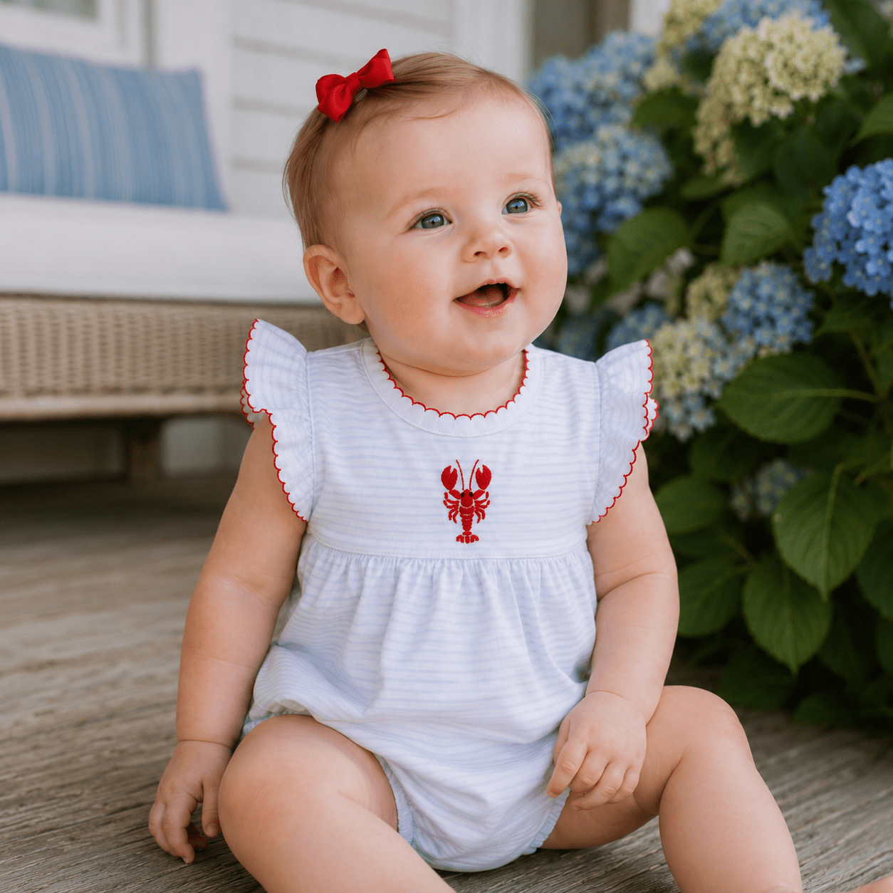 Lil' Snappers Hand-Embroidered Flutters Bubble - Lobster - Magnolia BabyBubble