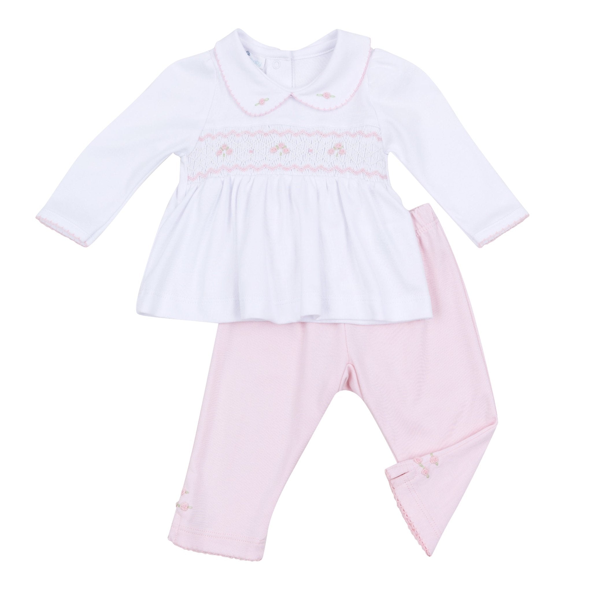 Lillian Smocked 2pc Pant Set - Pink - Magnolia Baby2pc Pant Set