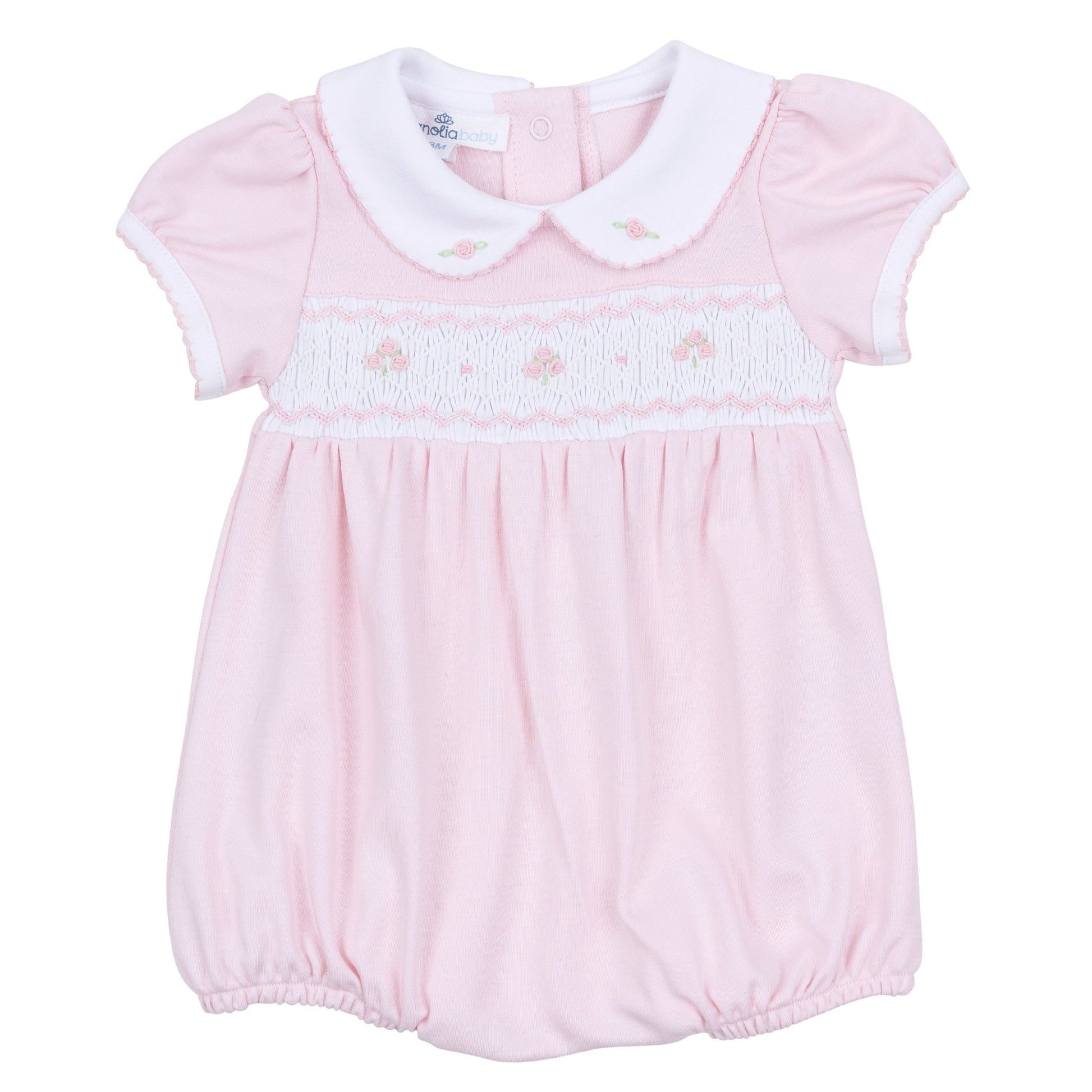 Lillian Smocked Bubble - Pink - Magnolia BabyBubble