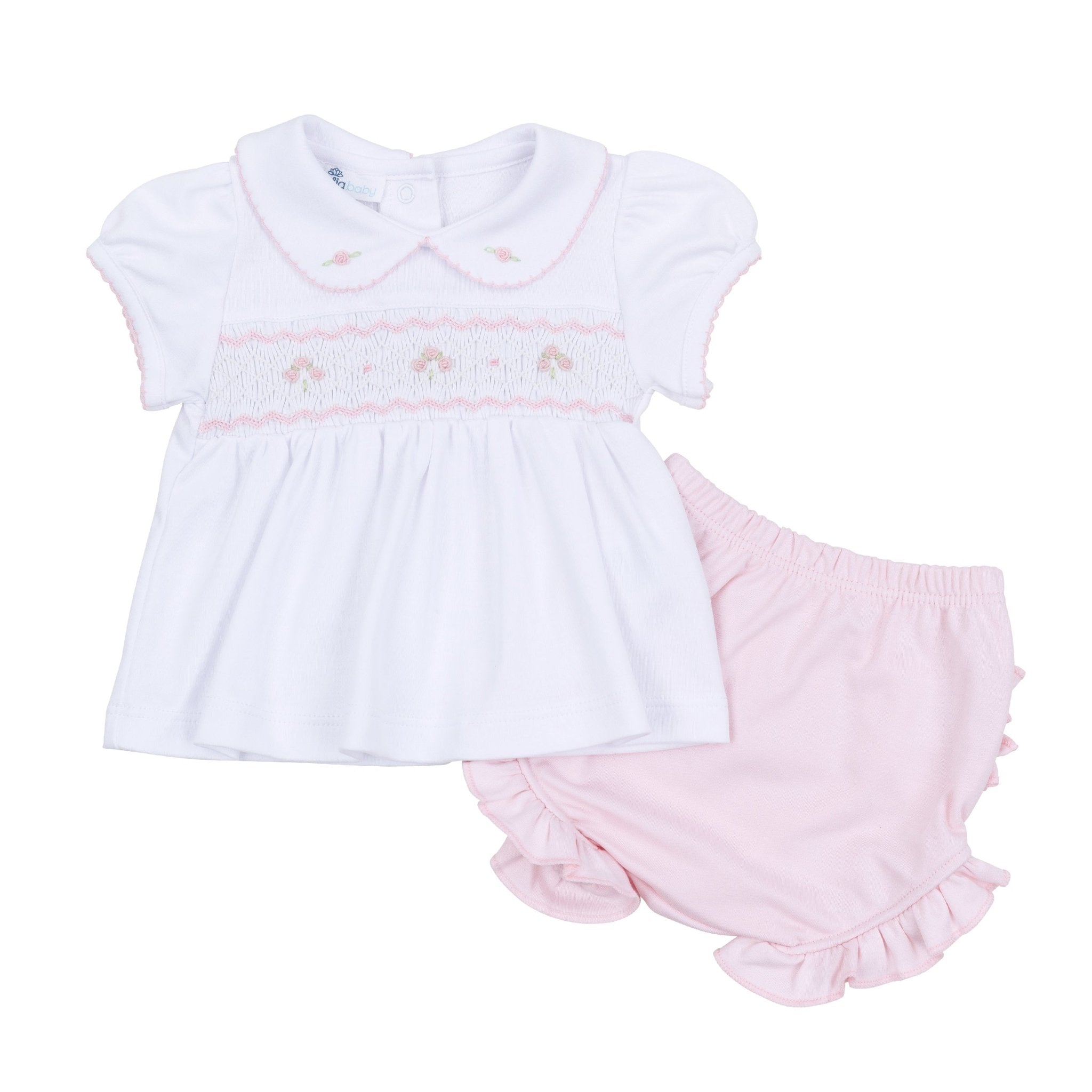Lillian Smocked Ruffle Diaper Cover Set - Pink - Magnolia BabyDiaper Cover