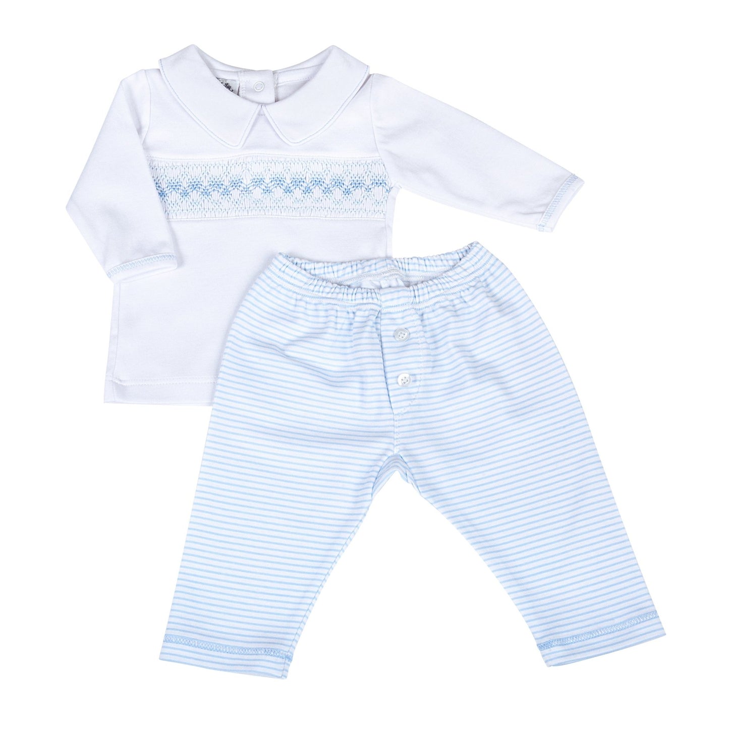Lilly and Logan Smocked 2pc Pant Set - Blue - Magnolia Baby2pc Pant Set