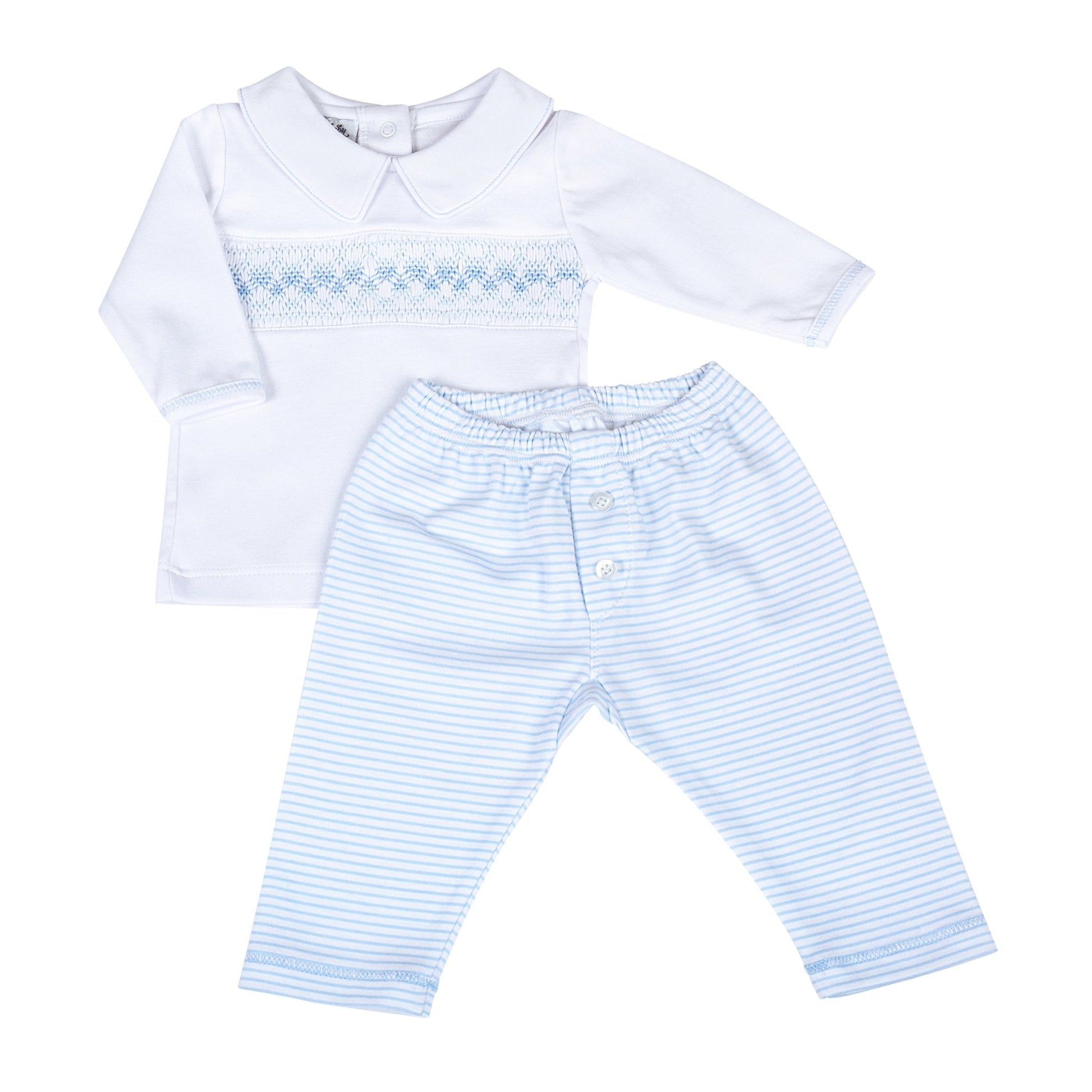 Lilly and Logan Smocked 2pc Pant Set - Blue - Magnolia Baby2pc Pant Set