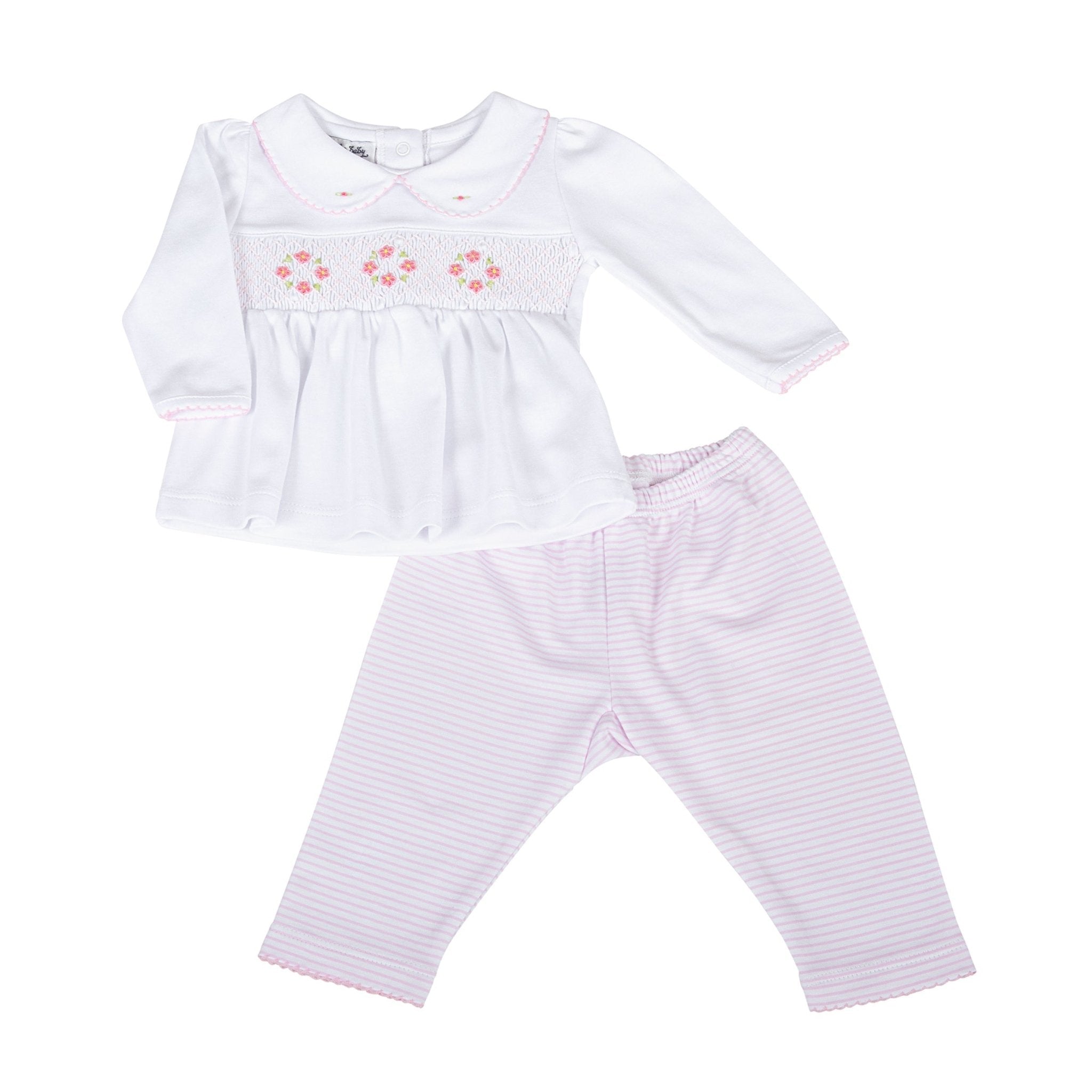 Lilly and Logan Smocked 2pc Pant Set - Pink - Magnolia Baby2pc Pant Set