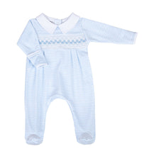  Lilly and Logan Smocked Footie - Blue - Magnolia BabyFootie