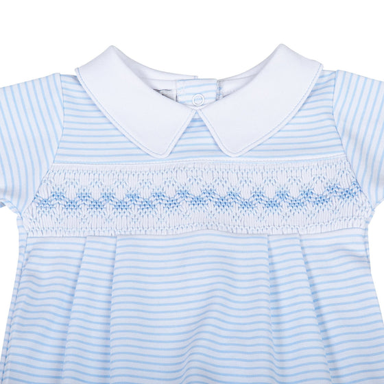 Lilly and Logan Smocked Footie - Blue - Magnolia BabyFootie