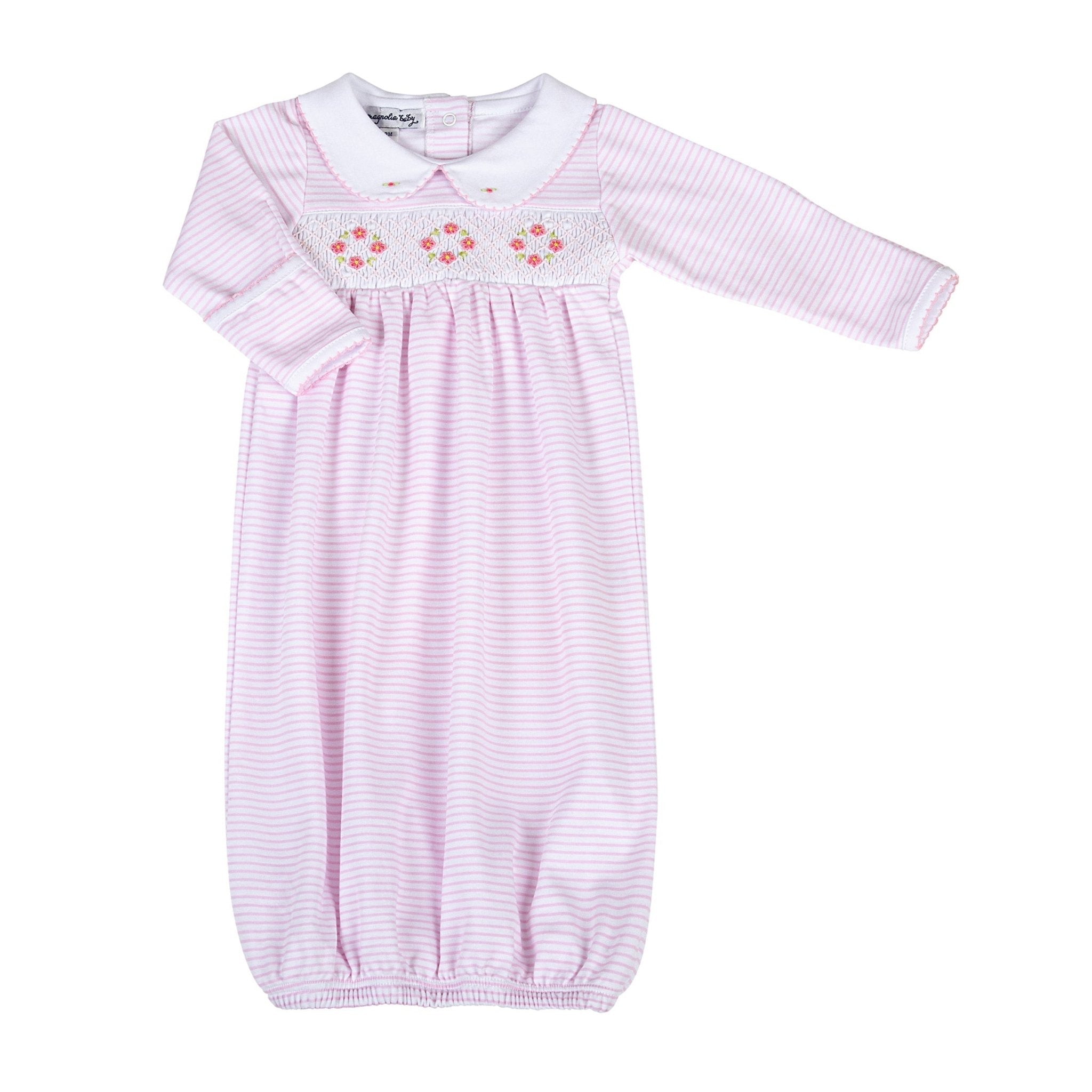 Lilly and Logan Smocked Gathered Gown - Pink - Magnolia BabyGown
