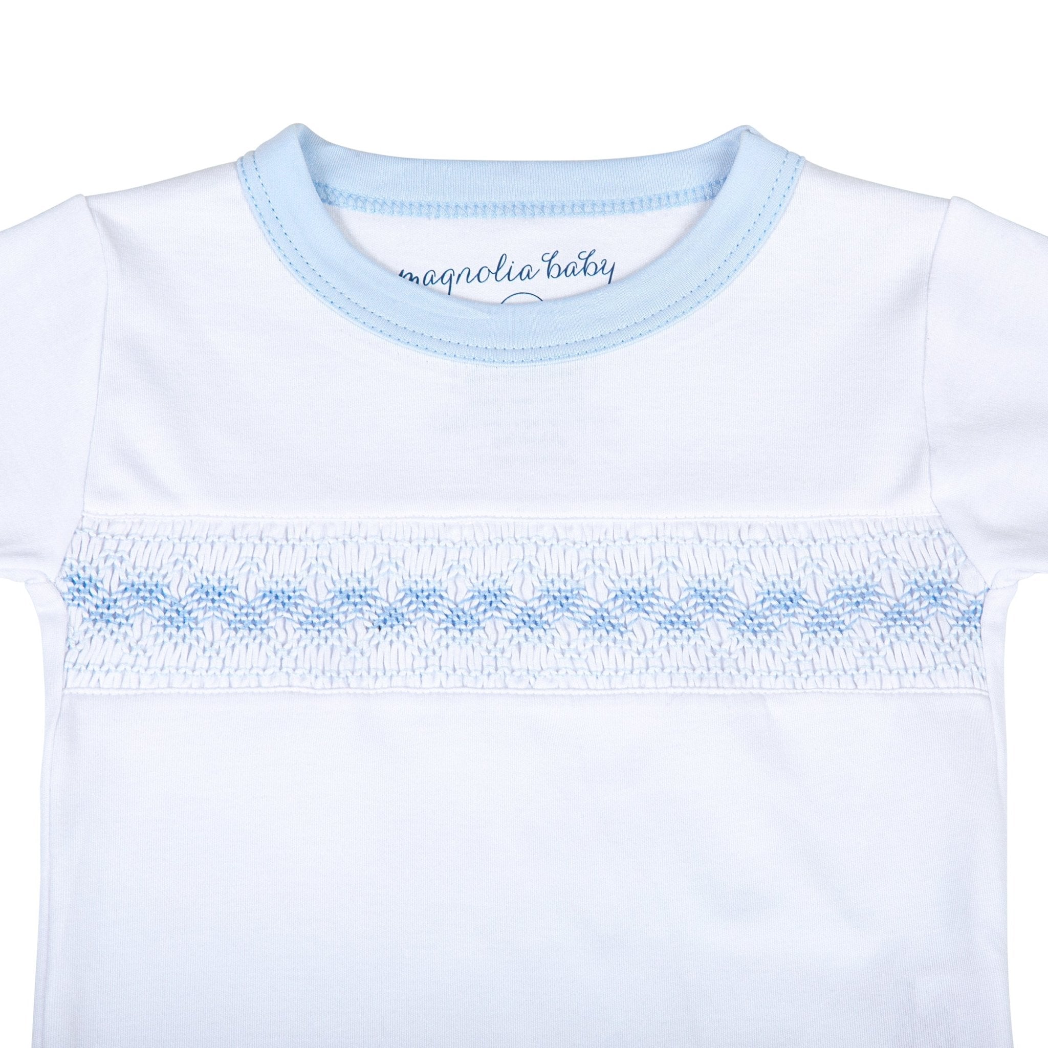 Lilly and Logan Smocked Long Pajamas - Blue - Magnolia BabyLong Pajamas
