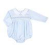 Lilly and Logan Smocked Long Sleeve Bubble - Blue - Magnolia BabyBubble