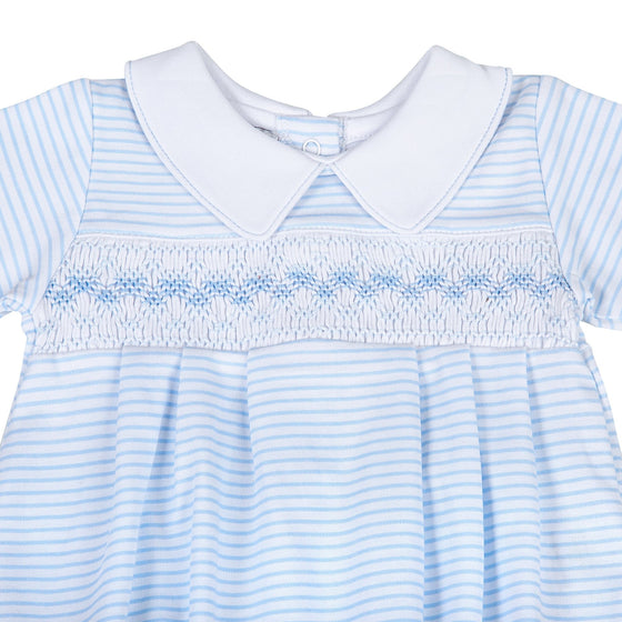 Lilly and Logan Smocked Long Sleeve Bubble - Blue - Magnolia BabyBubble