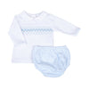 Lilly and Logan Smocked Long Sleeve Diaper Cover Set - Blue - Magnolia BabyDiaper Cover