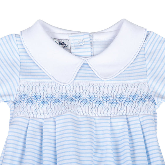 Lilly and Logan Smocked Pleated Gown - Blue - Magnolia BabyGown