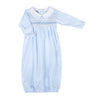 Lilly and Logan Smocked Pleated Gown - Blue - Magnolia BabyGown