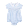 Lilly and Logan Smocked Short Sleeve Bubble - Blue - Magnolia BabyBubble